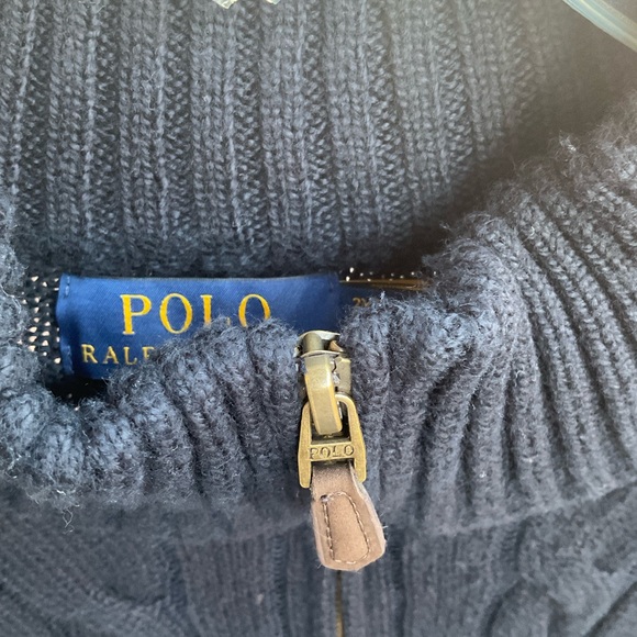 Polo Ralph Lauren Cable-knit Cotton Quarter Zip Sweater- Navy - Picture 4 of 8